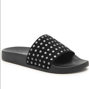 NEW LUCKY BRAND Black Suede m Riyaa Slide Sandal